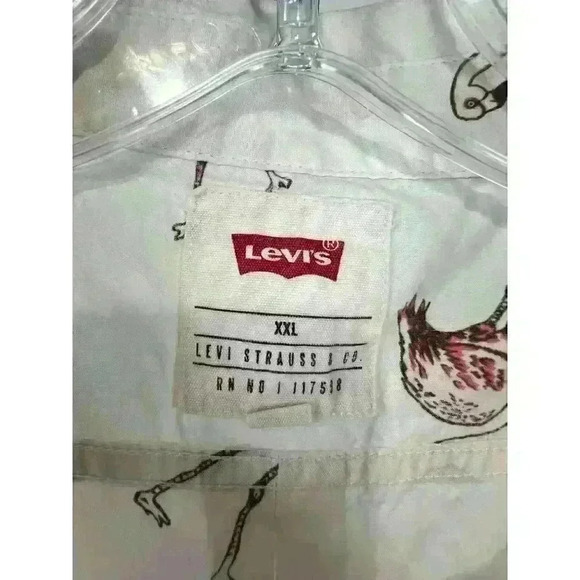 Levi's Men's Short Sleeve Riverton Poplin Button Down Flamingo Shirt Size XXL - Picture 5 of 9